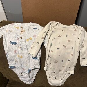 Carter's Cream and Gray Animal Print Bodysuits